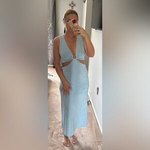 Blue cutout midi dress